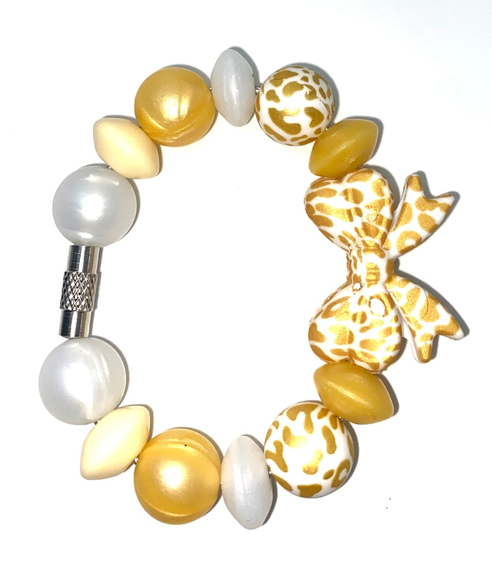 Gold Leopard Print Coquette Bow Stanley Tumbler Cup Handle Charm