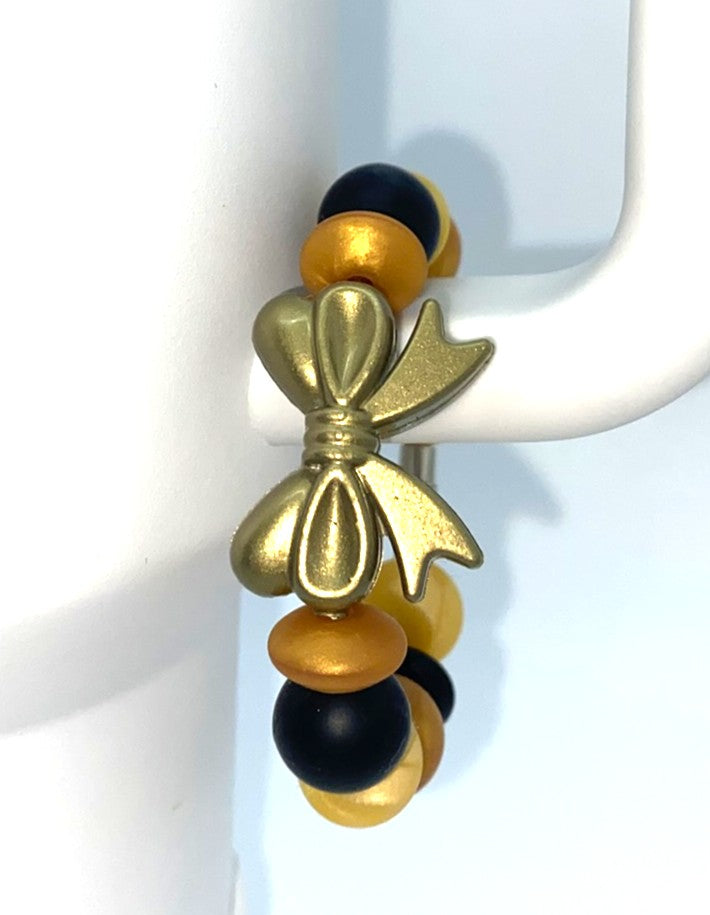 Gold Metallic w/Black Coquette Bow Stanley Tumbler Cup Handle Charm