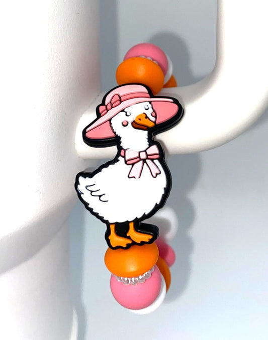 Goose with Pink Hat Stanley Tumbler Cup Handle Charm
