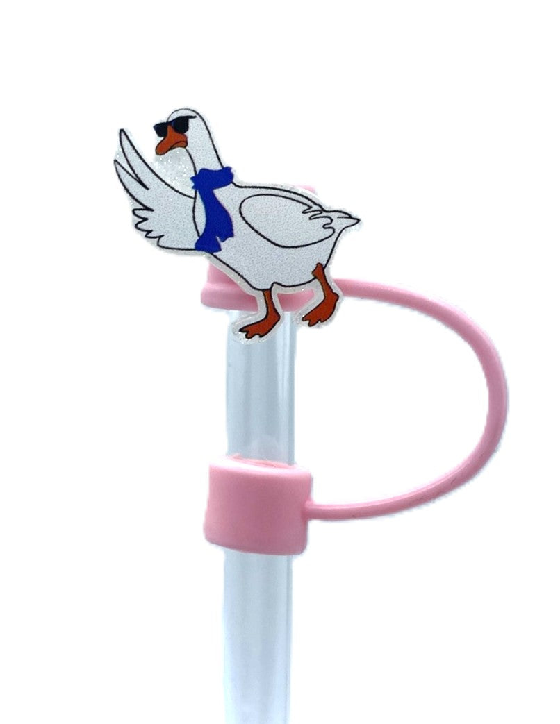 Goose w/Sunglasses & Scarf Flower Straw Topper