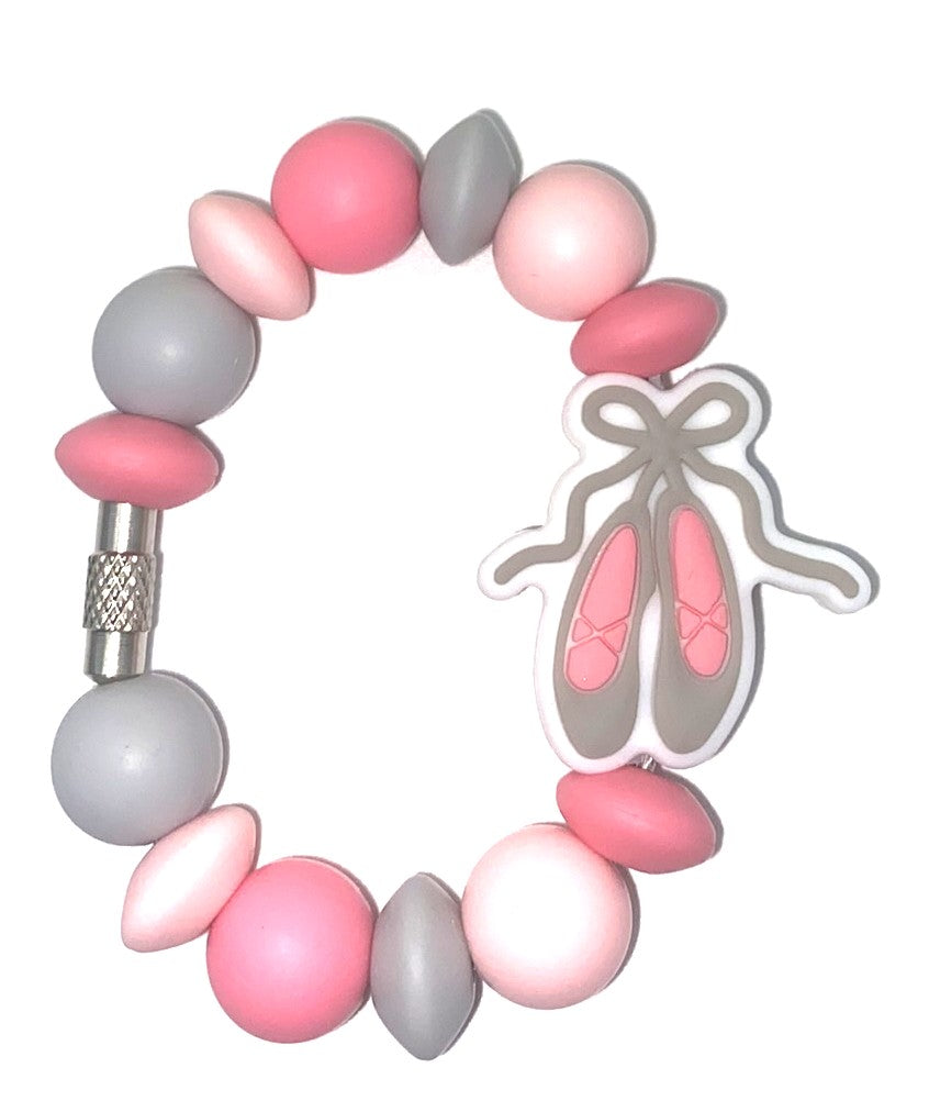 Ballet Shoes Pink & Gray Stanley Tumbler Cup Handle Charm