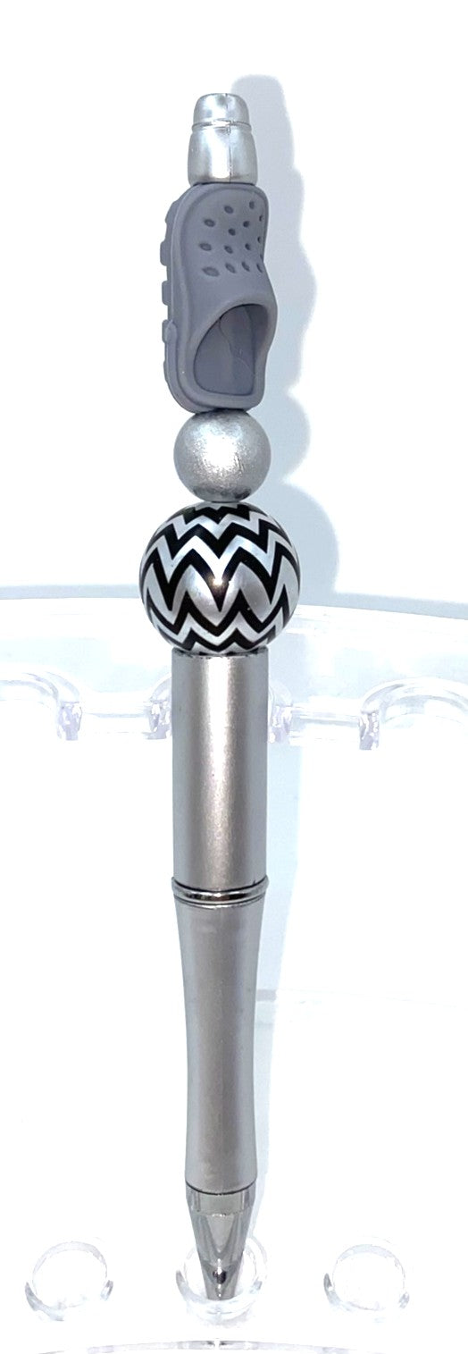 Gray Clog Croc Medical Shoe Beaded Pen