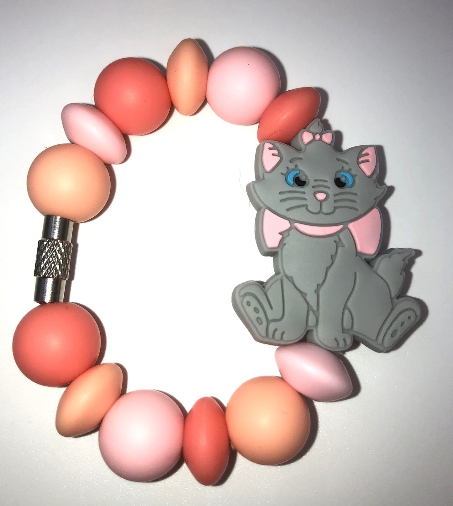 Gray Fancy Cartoon Cat Stanley Tumbler Cup Handle Charm