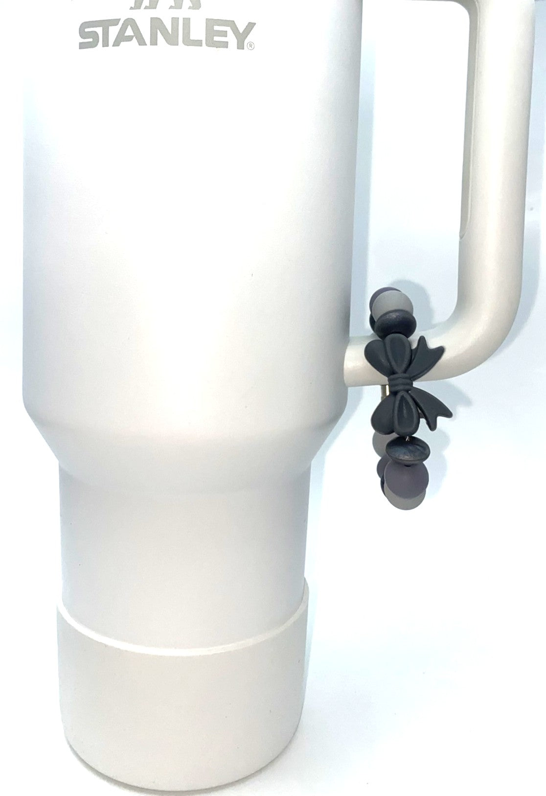 Gray Coquette Bow Stanley Tumbler Cup Handle Charm