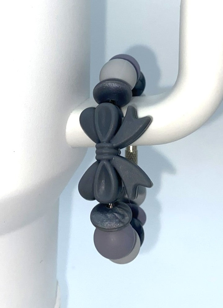 Gray Coquette Bow Stanley Tumbler Cup Handle Charm