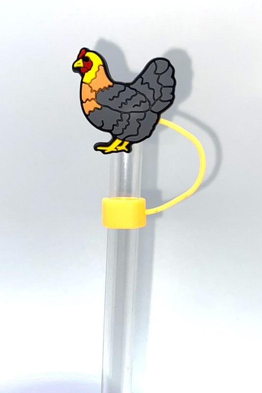 Gray & Brown Chicken Farm Straw Topper