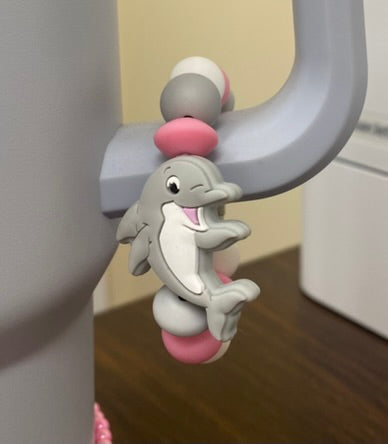 Cute Gray Dolphin Stanley Tumbler Cup Handle Charm