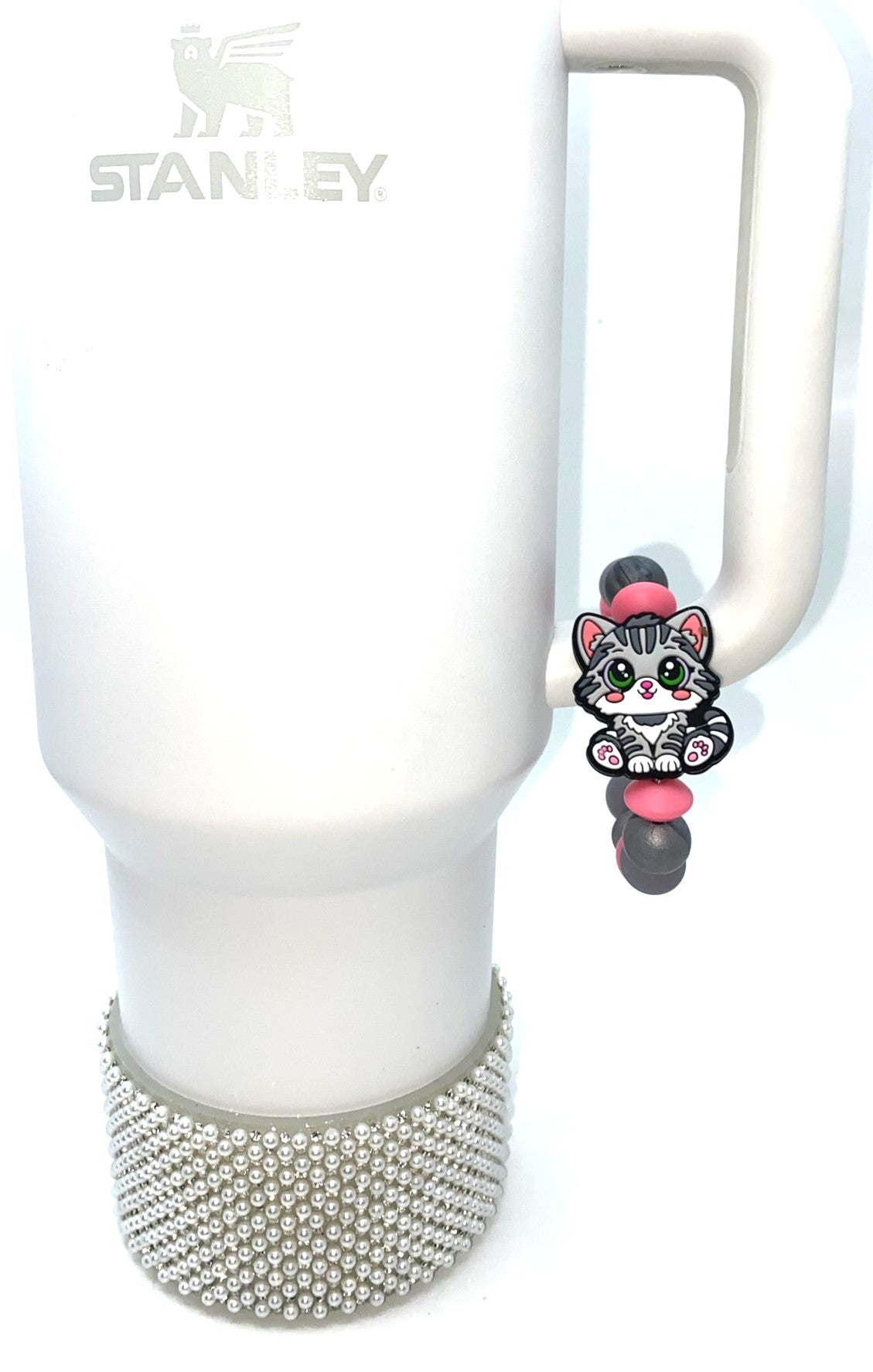 Gray Tabby Cat Stanley Tumbler Cup Handle Charm