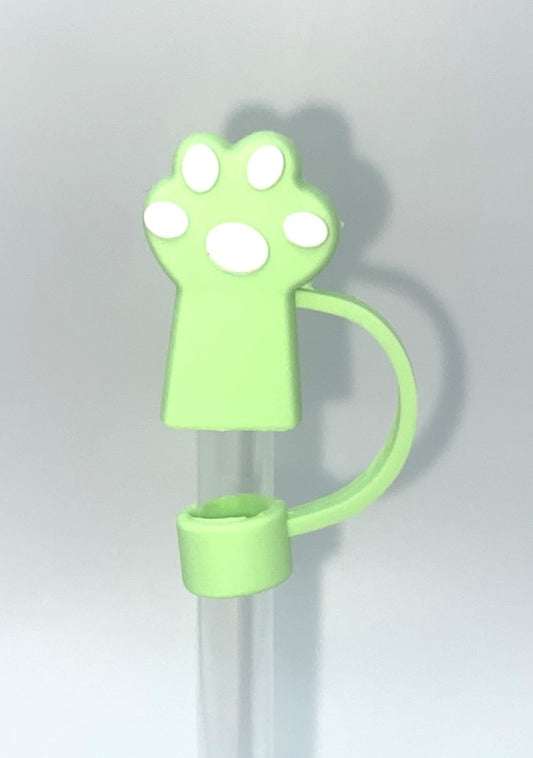 Green Kitty Cat Paw 3D Straw Topper