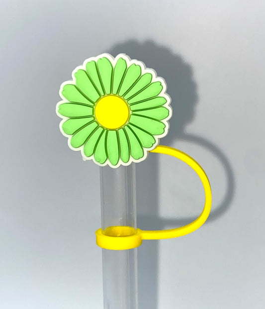Green Daisy Flower Straw Topper