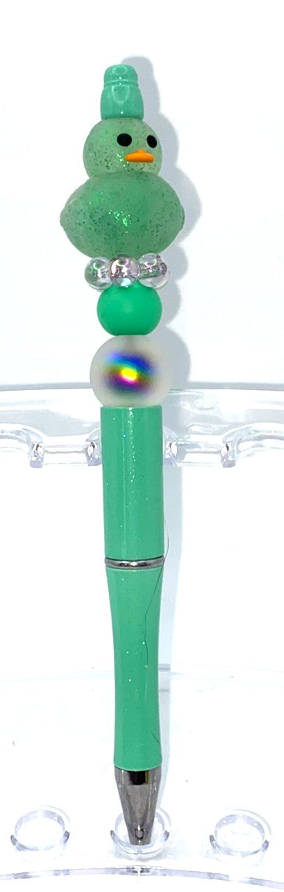 Green Glitter 3D Ducky Beaded Pen