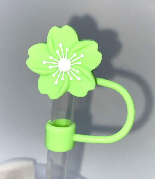 Green Hibiscus Flower 3D Straw Topper