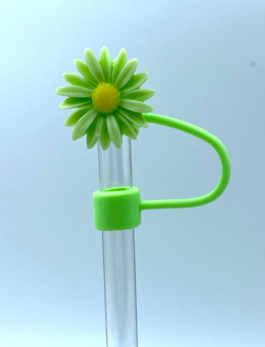 Green Daisy Jagged Flower Straw Topper