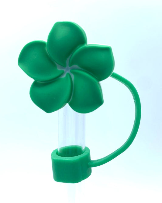Green Plumeria Flower 3D Straw Topper
