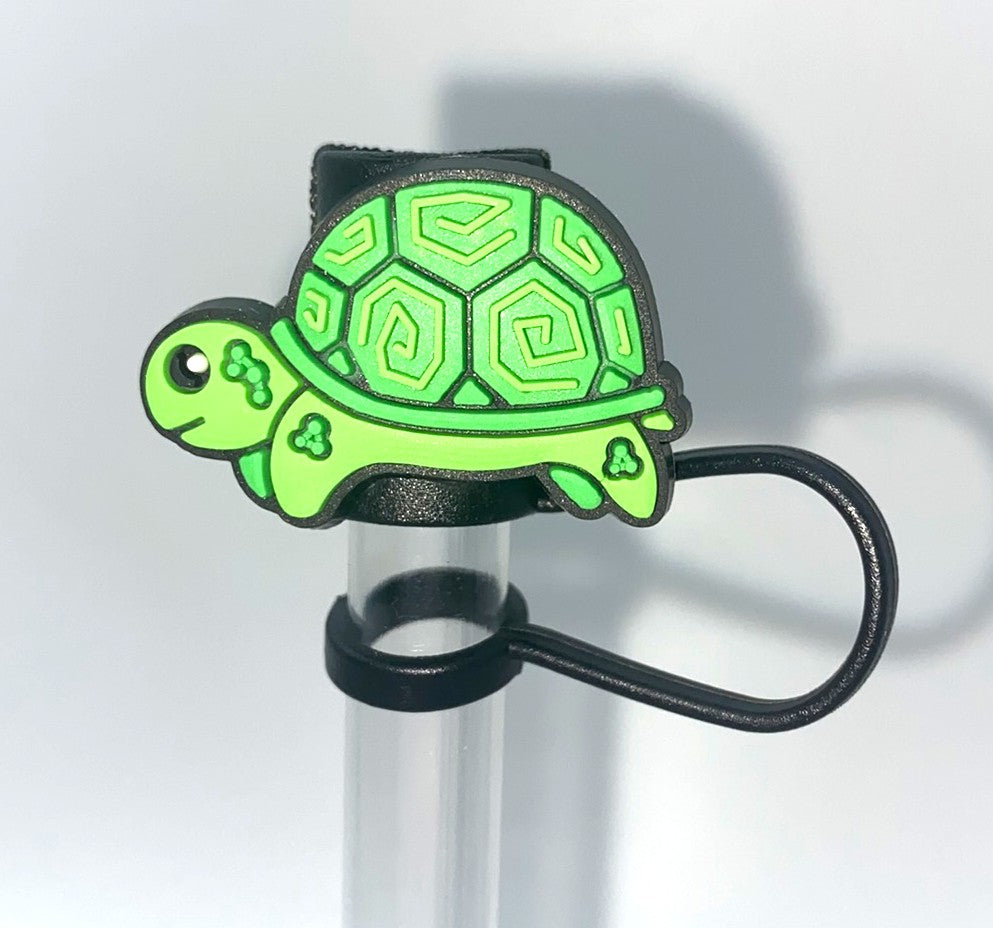 Green Turtle Straw Topper