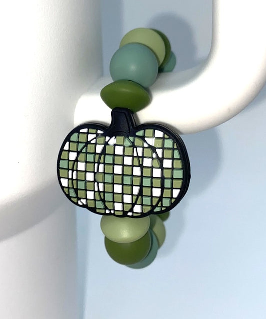 Green Checkered Pumpkin Stanley Tumbler Cup Handle Charm