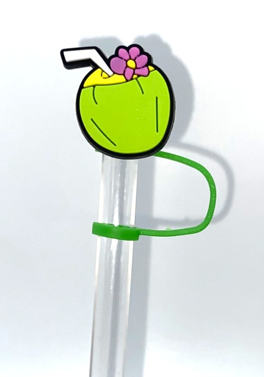 Green Coconut Tropical Drink Summer Straw Topper