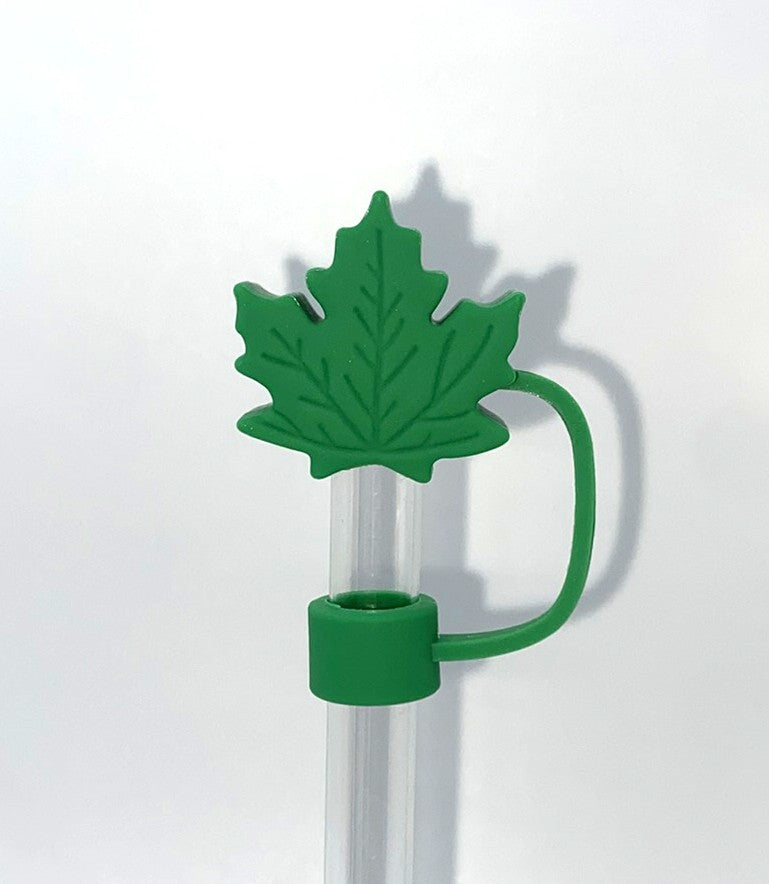 Green Fall Leaf 3D Straw Topper