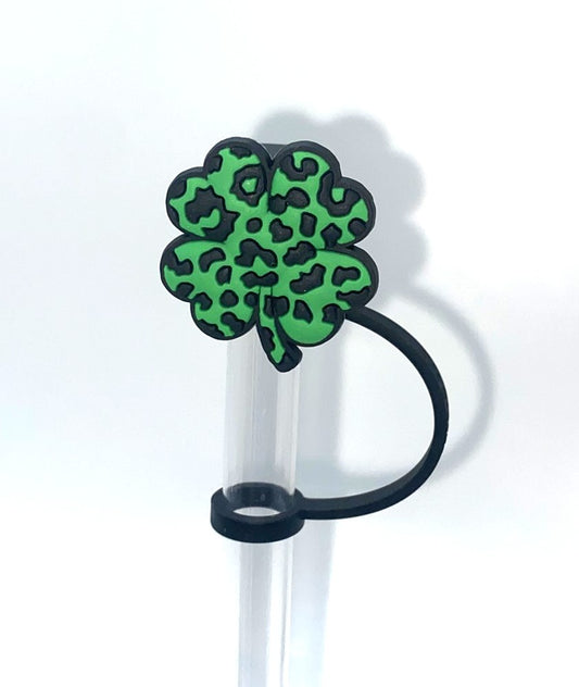 Leopard Print Shamrock Straw Topper