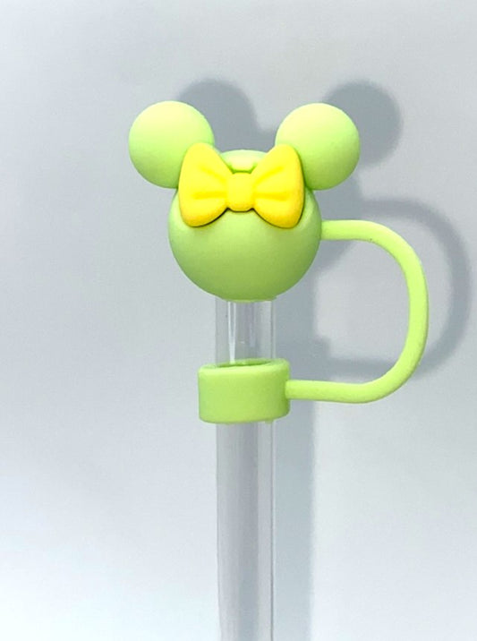 Green Magical Girl Mouse Ears w/Yellow Bow 3D Straw Topper