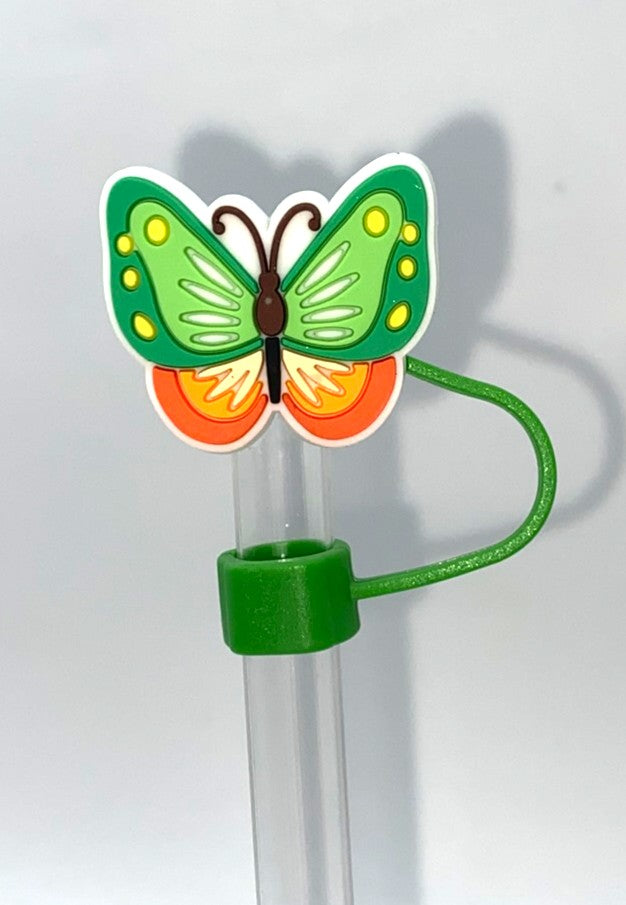 Green & Orange Butterfly Straw Topper