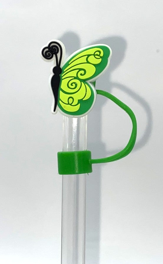Green Swirls Butterfly Straw Topper