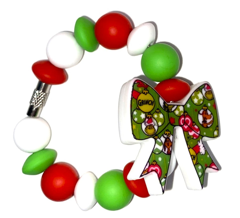 Mean Green Guy Bow Christmas Stanley Tumbler Cup Handle Charm
