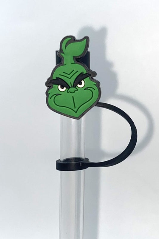 Mean Green Guy Face Straw Topper
