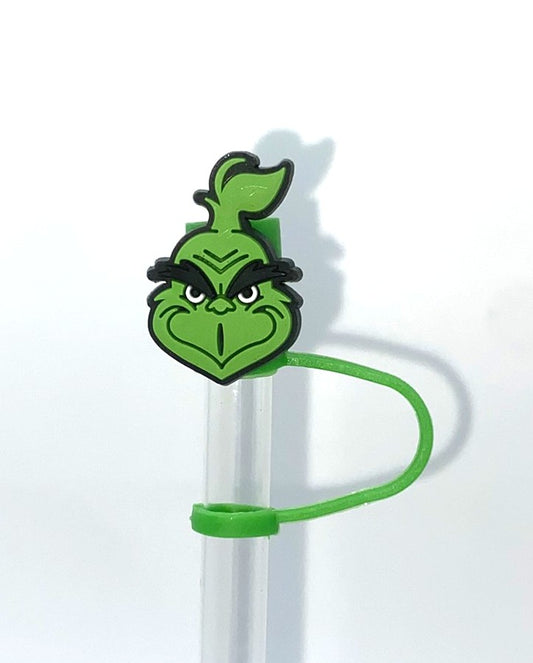 Mean Green Guy Head Straw Topper