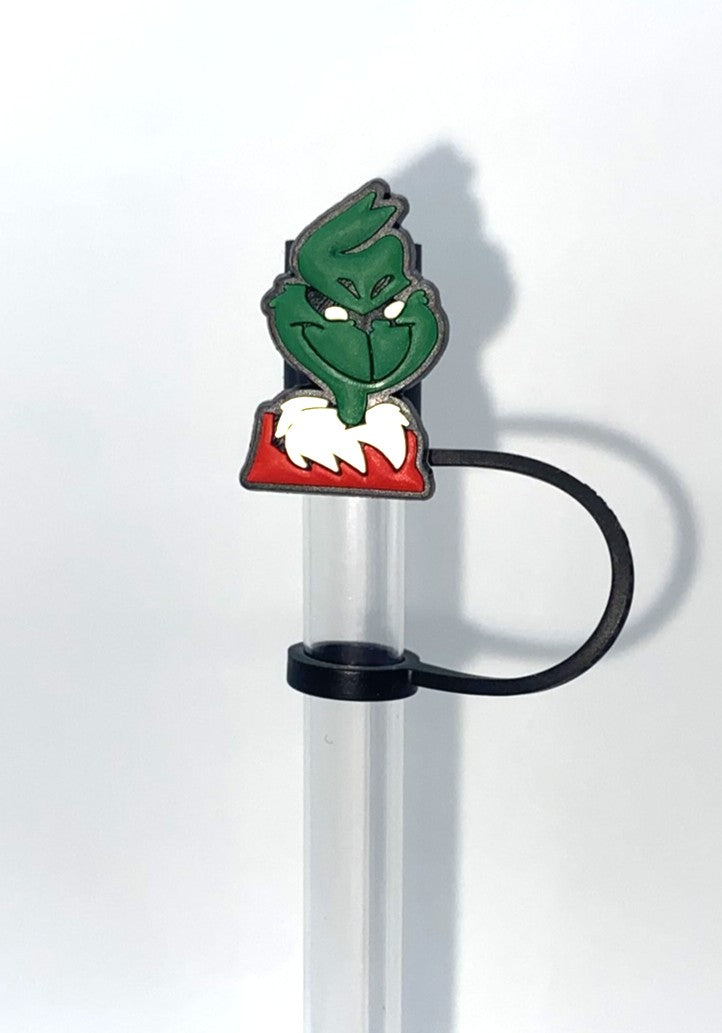 Mean Green Guy Santa Suit Straw Topper
