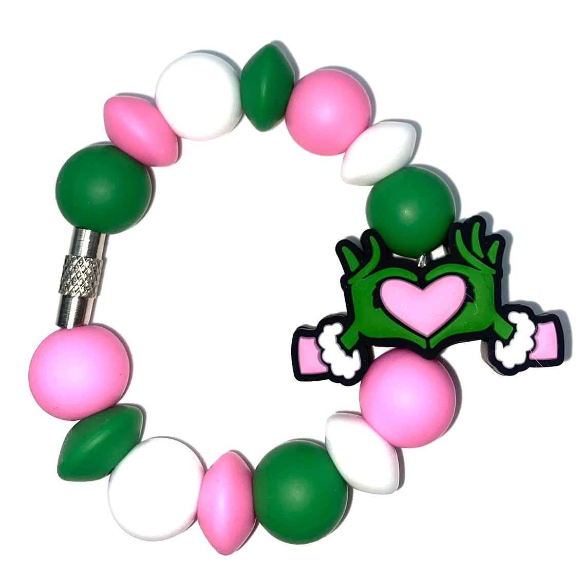 Mean Green Guy Pink Heart Hands Christmas Stanley Tumbler Cup Handle Charm