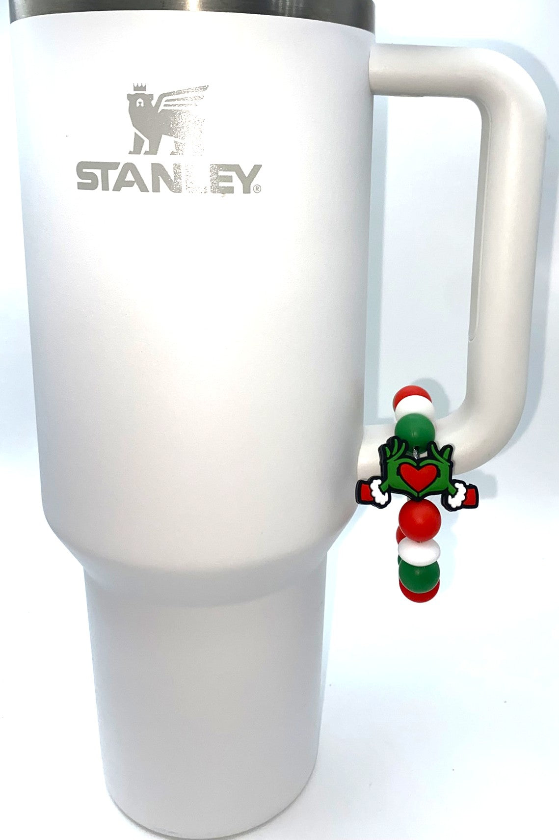 Mean Green Guy Red Heart Hands Christmas Stanley Tumbler Cup Handle Charm