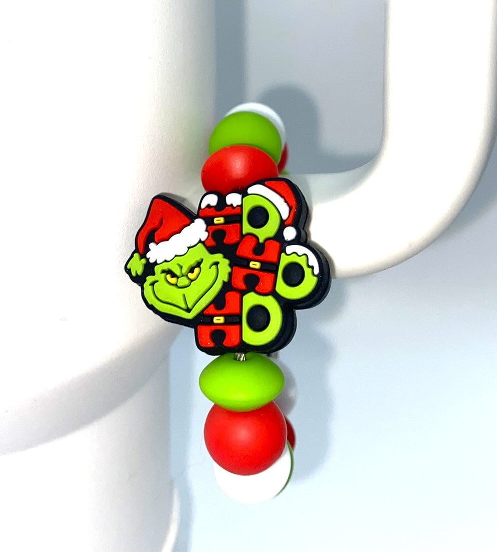 Mean Green Guy HO HO HO Santa Shaped Christmas Stanley Tumbler Cup Handle Charm