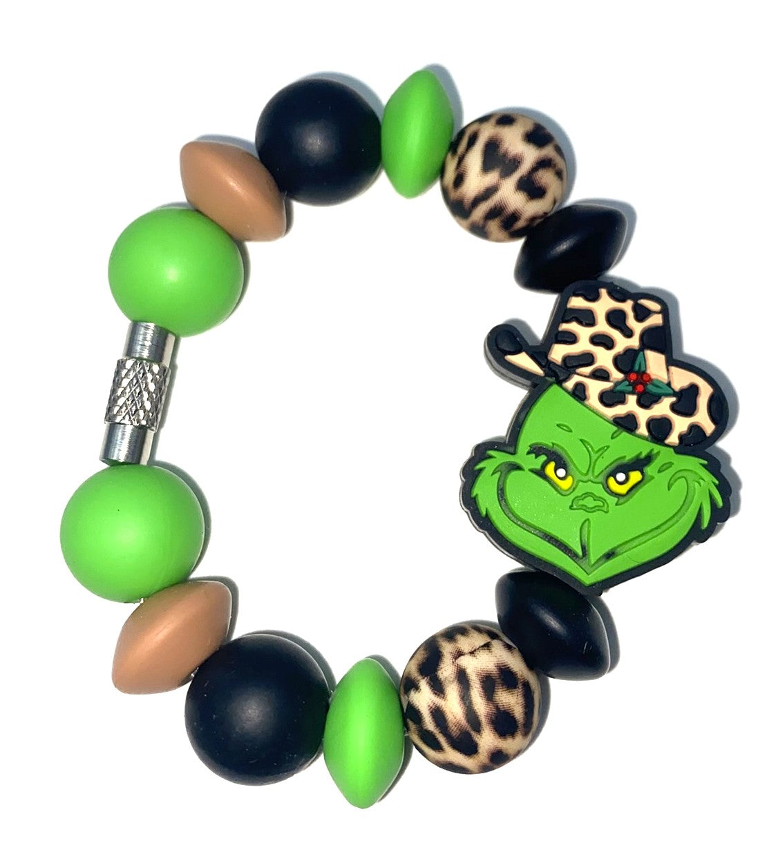 Mean Green Guy Leopard Cowboy Hat Christmas Stanley Tumbler Cup Handle Charm