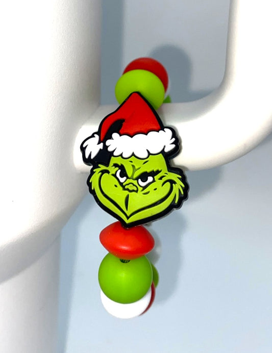 Mean Green Guy Red Santa Hat Christmas Stanley Tumbler Cup Handle Charm