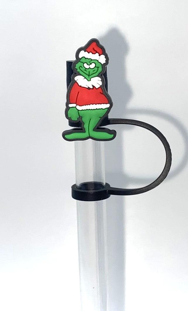 Mean Green Guy Santa Straw Topper