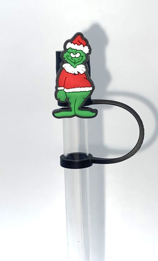 Mean Green Guy Santa Straw Topper