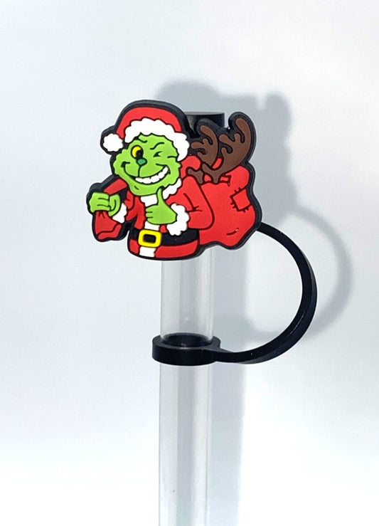 Mean Green Guy Christmas Sack Santa Straw Topper