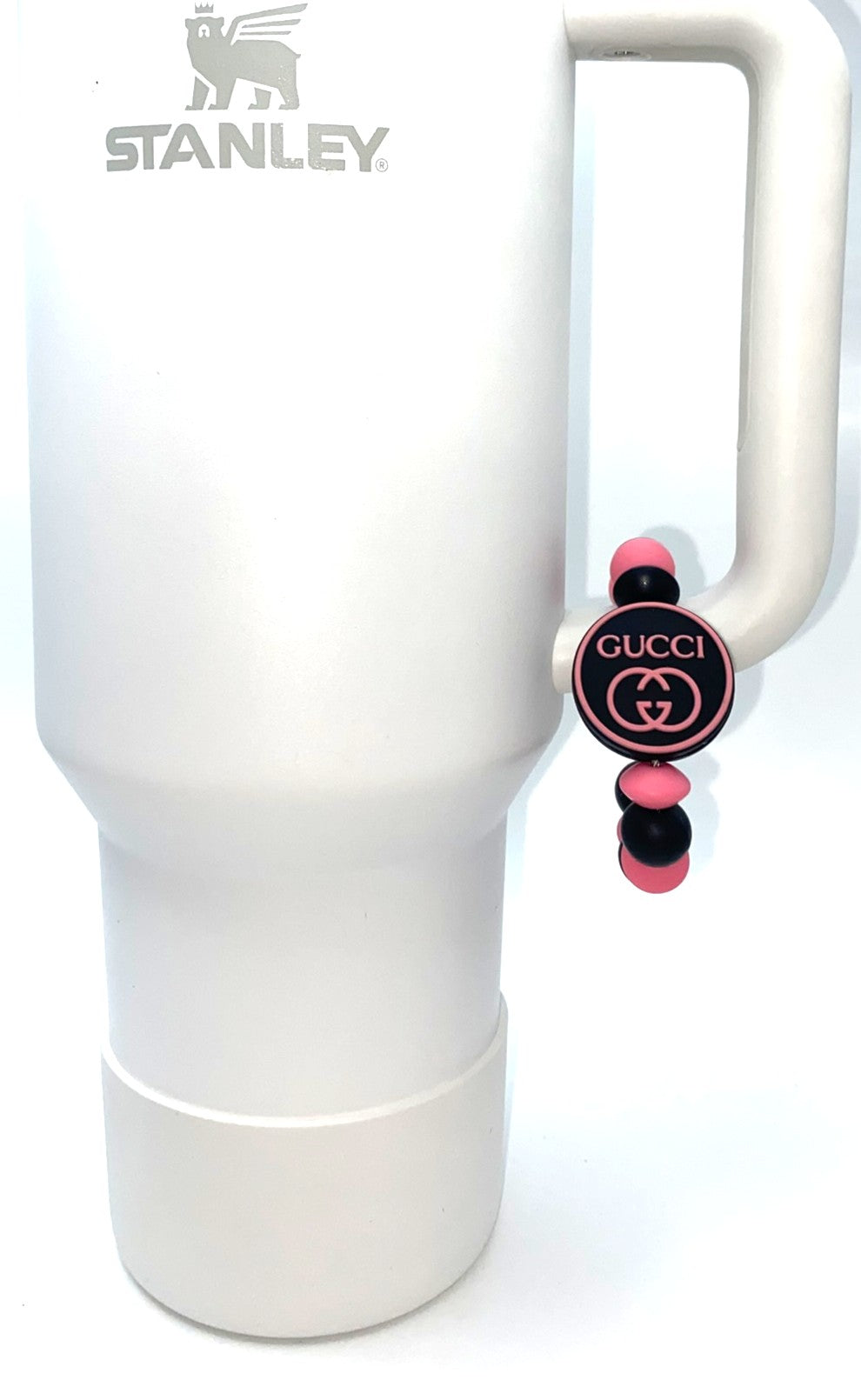 Designer Black & Pink Guc Round Stanley Tumbler Cup Handle Charm