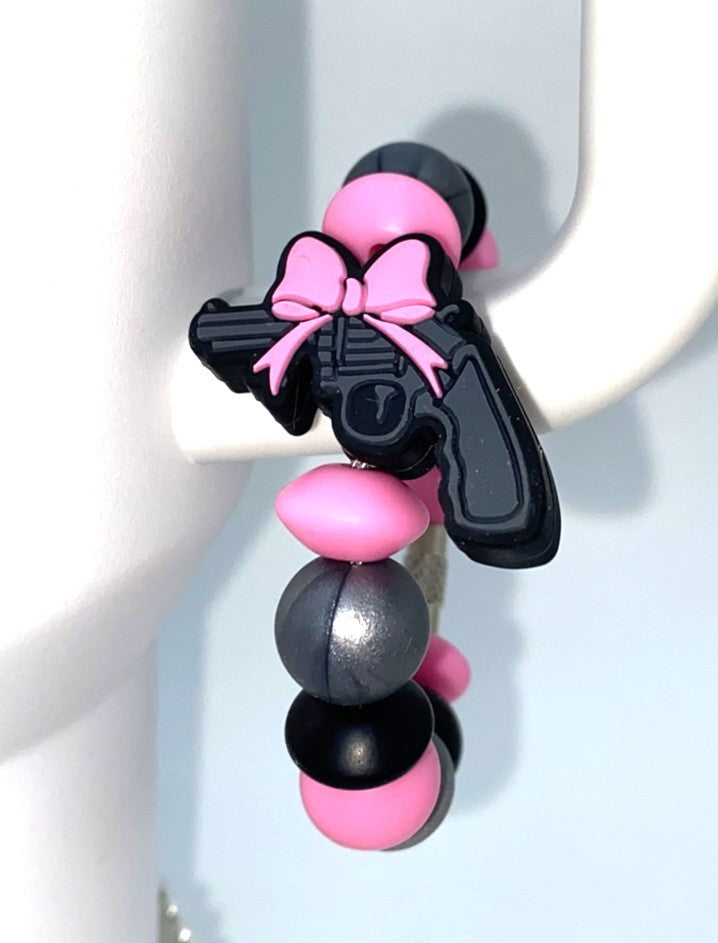 Handpiece w/Pink Bow Stanley Tumbler Cup Handle Charm