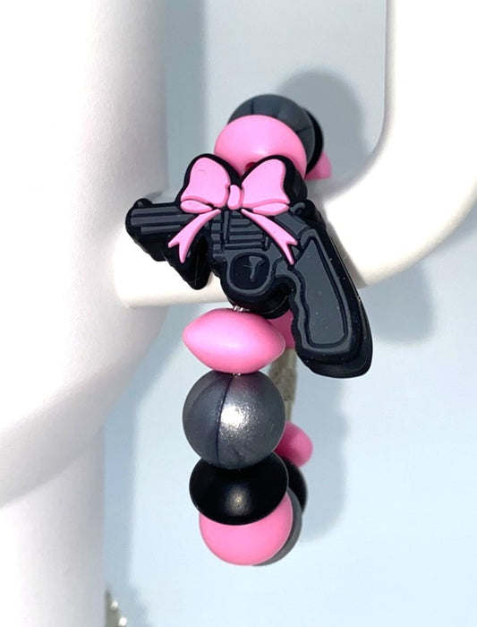 Handpiece w/Pink Bow Stanley Tumbler Cup Handle Charm