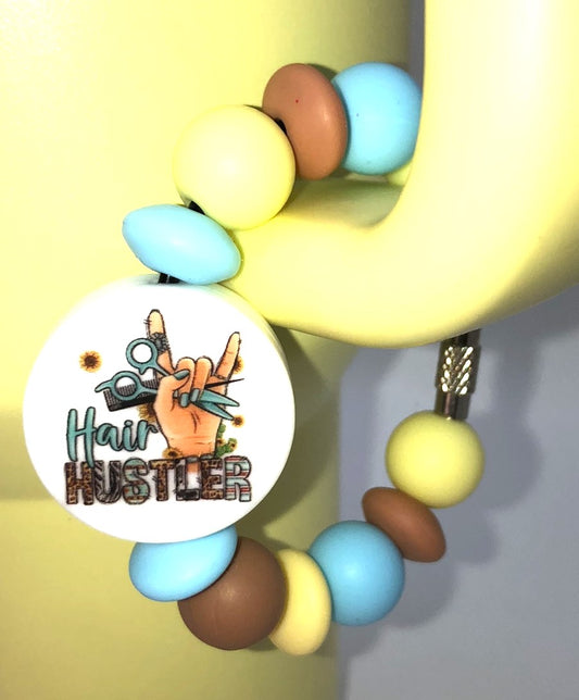 Hair Hustler Printed Round Stanley Tumbler Cup Handle Charm