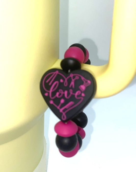 Pink Hair Dresser Supplies Heart Stanley Tumbler Cup Handle Charm