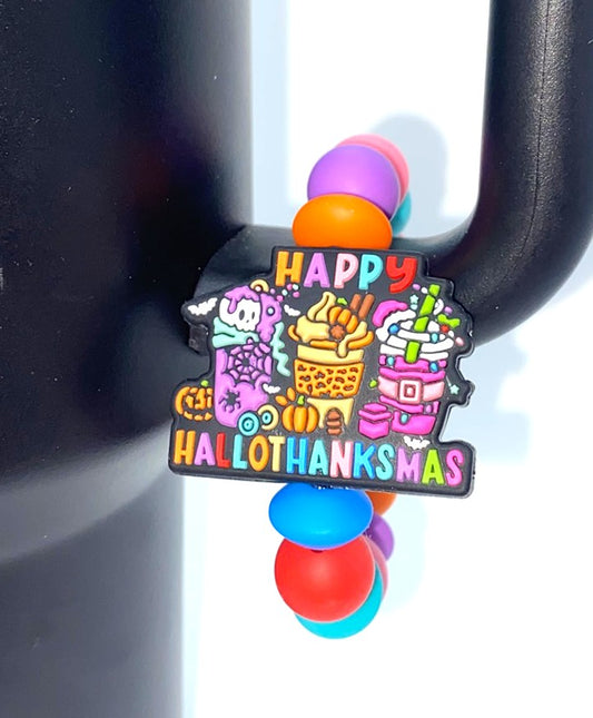 Happy Hallothanksmas Halloween Thanksgiving Christmas Stanley Tumbler Cup Handle Charm