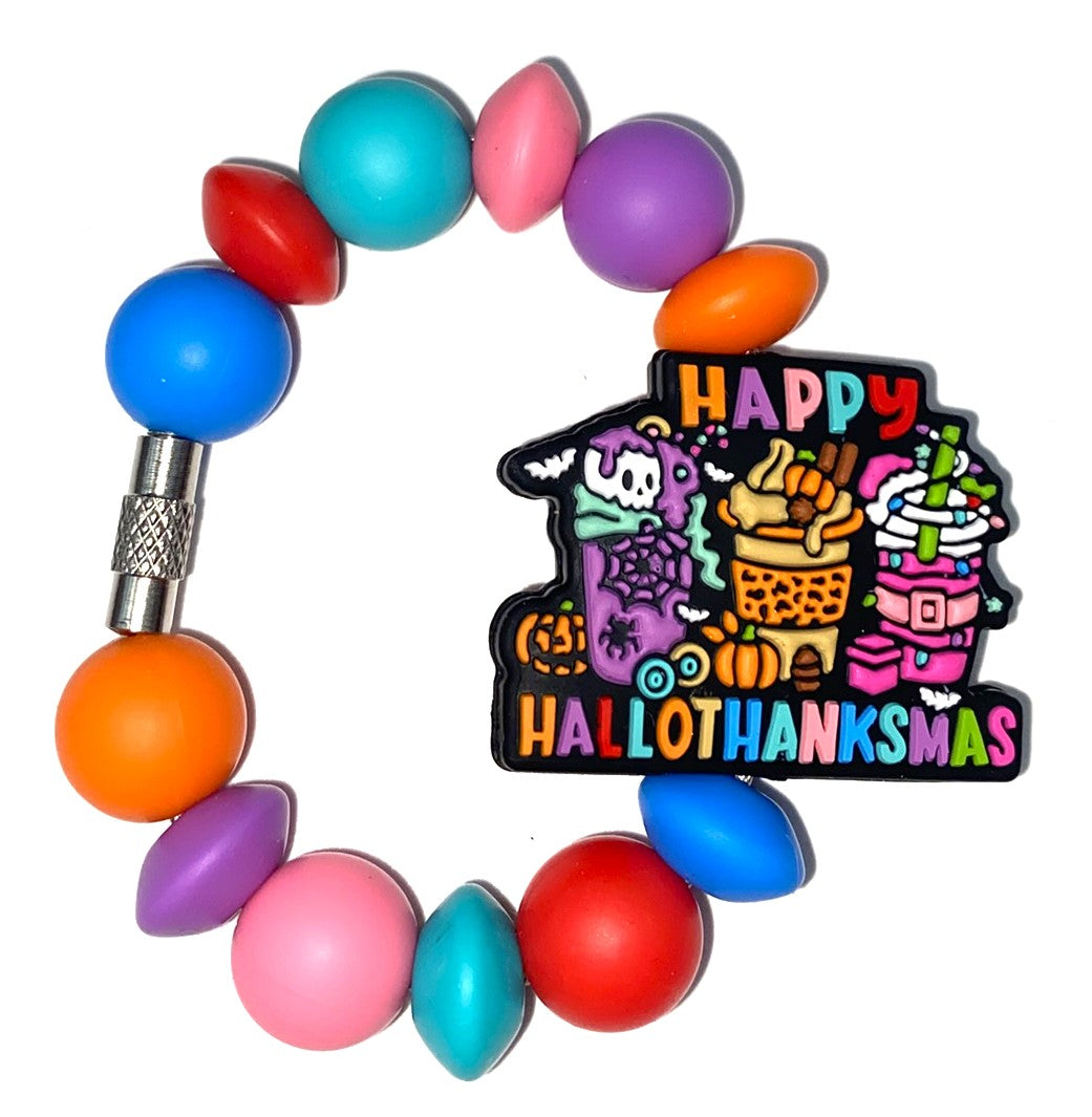Happy Hallothanksmas Halloween Thanksgiving Christmas Stanley Tumbler Cup Handle Charm