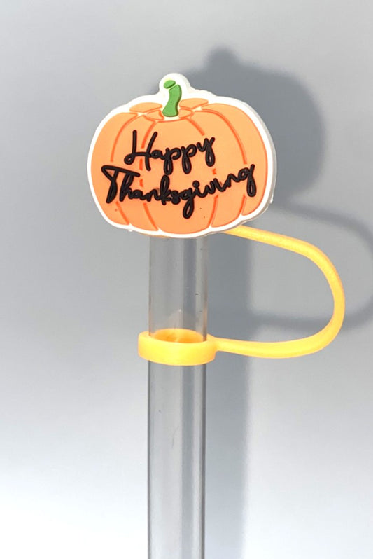 Happy Thanksgiving Pumpkin Straw Topper