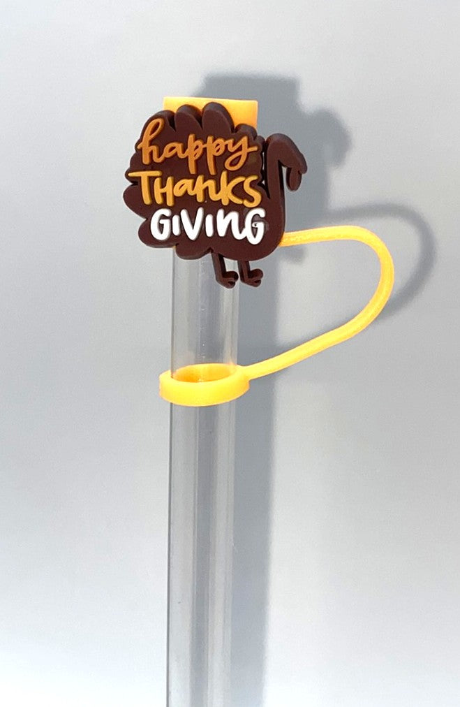 Happy Thanksgiving Turkey Straw Topper