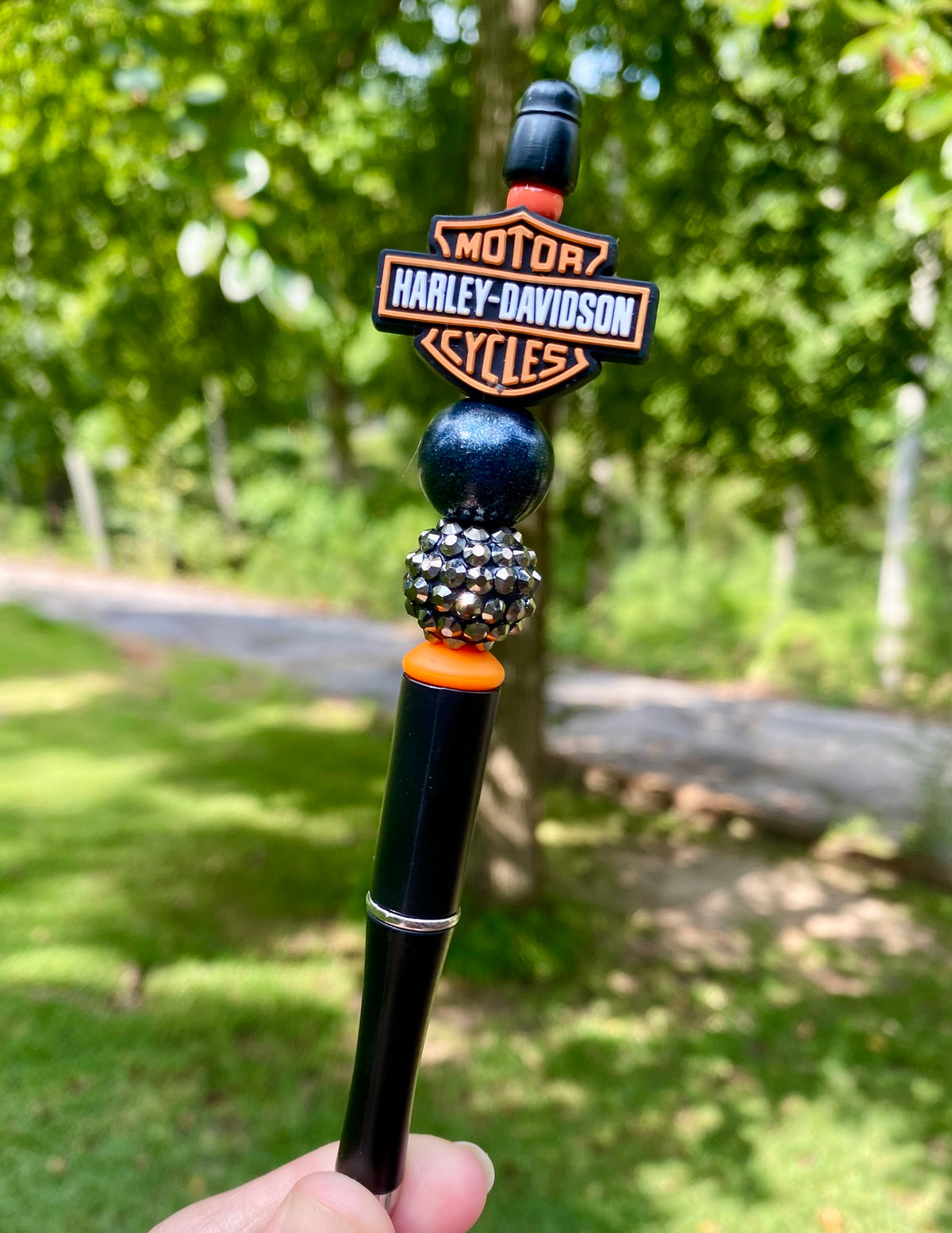 Harley Davidson Logo Orange Motorcycle Beaded Pen