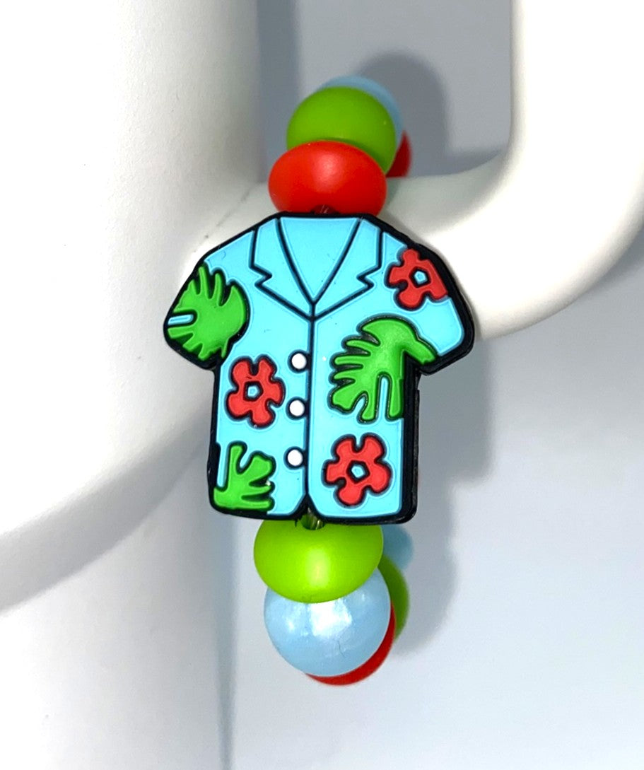 Hawaiian Shirt Summer Stanley Tumbler Cup Handle Charm
