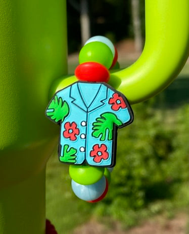 Hawaiian Shirt Summer Stanley Tumbler Cup Handle Charm